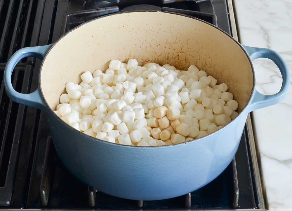 adding marshmallows, vanilla, and salt to the brown butter.