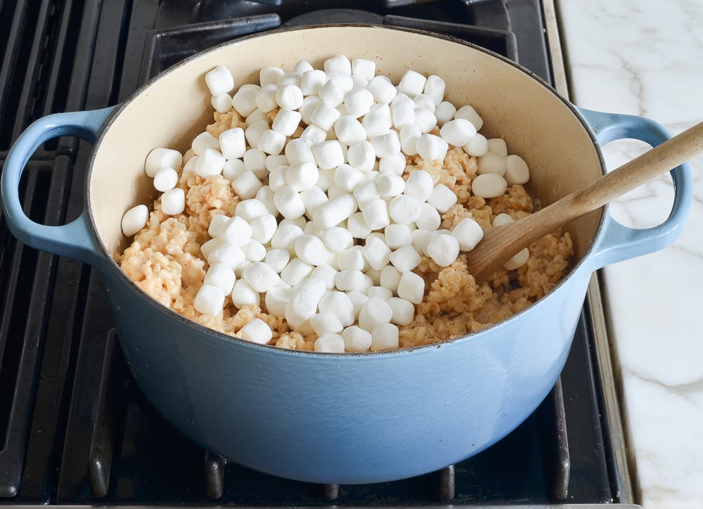 adding the reserved marshmallows.