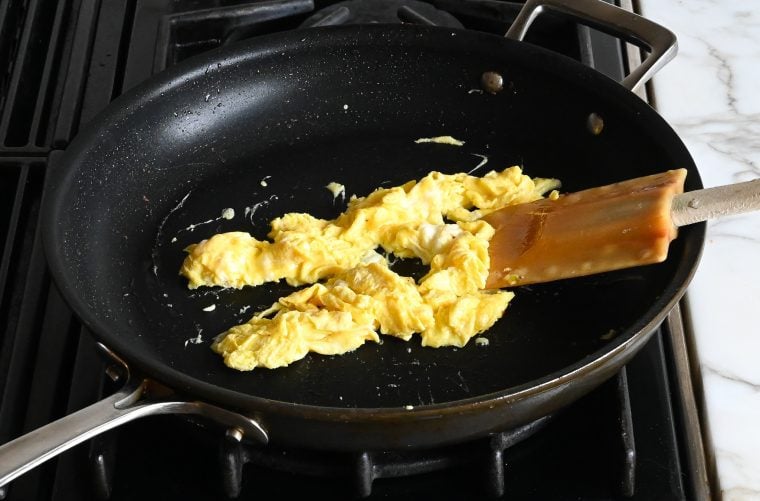 scrambled eggs in skillet