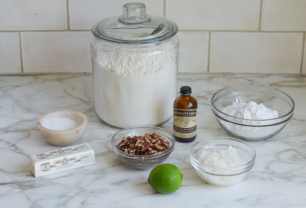 ingredients for Mexican wedding cookies