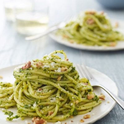 Spaghetti with Kale & Walnut Pesto