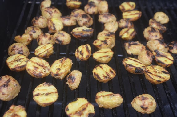 Potatoes on the grill.