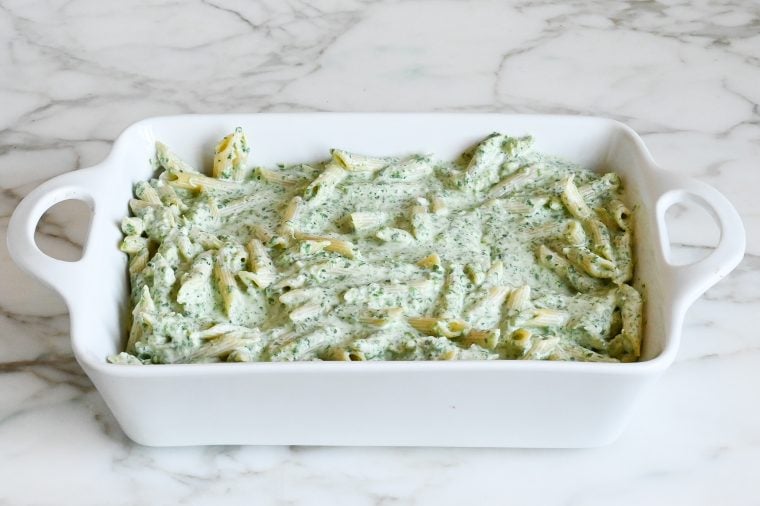 pasta in baking dish