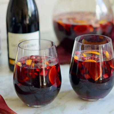 Stemless glasses of sangria.