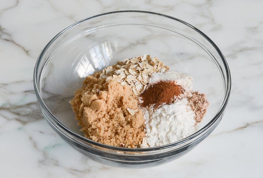 streusel topping ingredients in bowl 