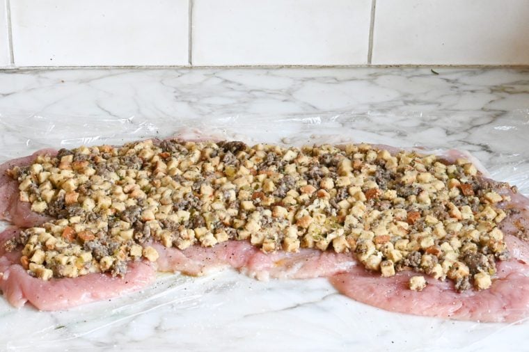 stuffing on turkey breast