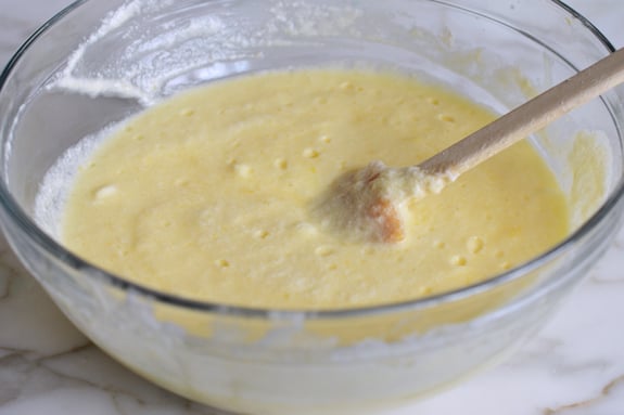 Bowl of light, foamy batter.