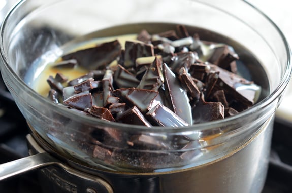 Bowl of melting chocolate.