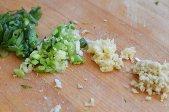 Diced vegetables on a cutting board.