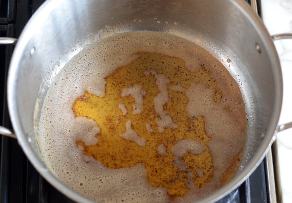 Pot of brown butter.