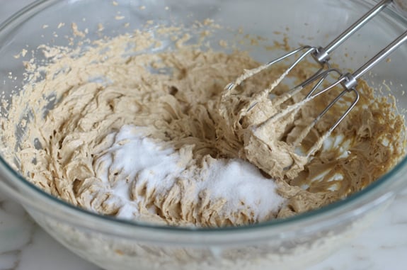 beaten mixture with baking soda and salt