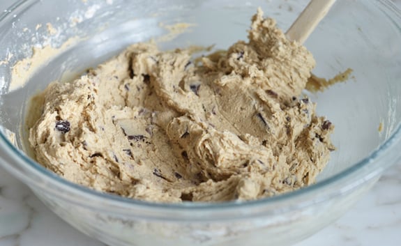 mixed cookie dough ready to scoop