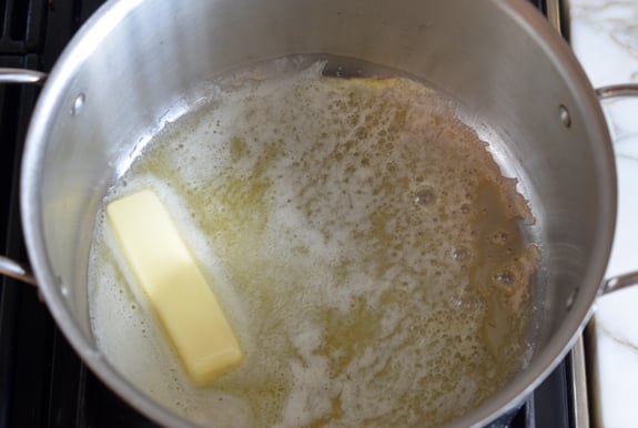 Butter melting in a pot.