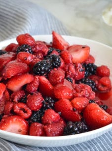 Bowl of macerated berries.