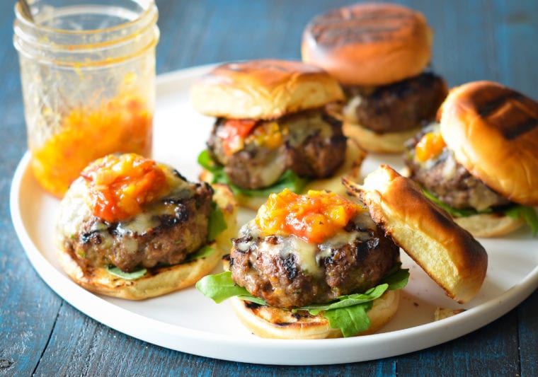Southwestern sliders on a plate.