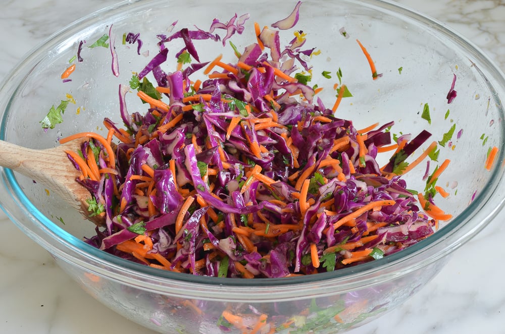 Bowl of sweet and tangy slaw.