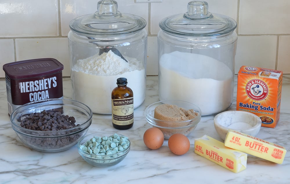 Cookie ingredients including vanilla, eggs, and butter.
