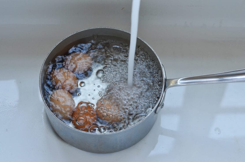 cooling eggs under the tap
