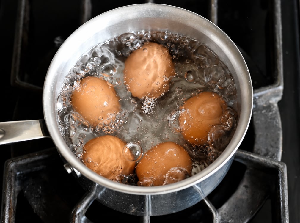 Eggs in boiling water