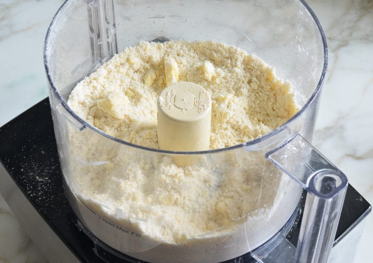 Food processor with coarse crumbs.