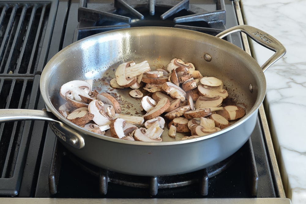 Mushrooms in a skillet.