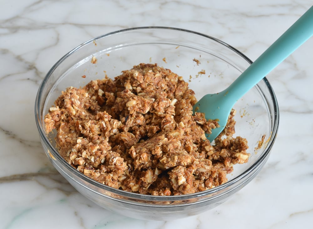 Energy bite dough in a bowl.