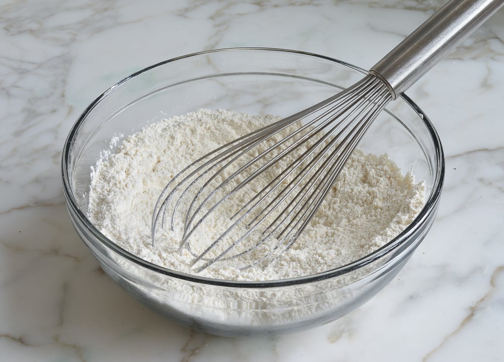 Whisk in a bowl of dry ingredients.