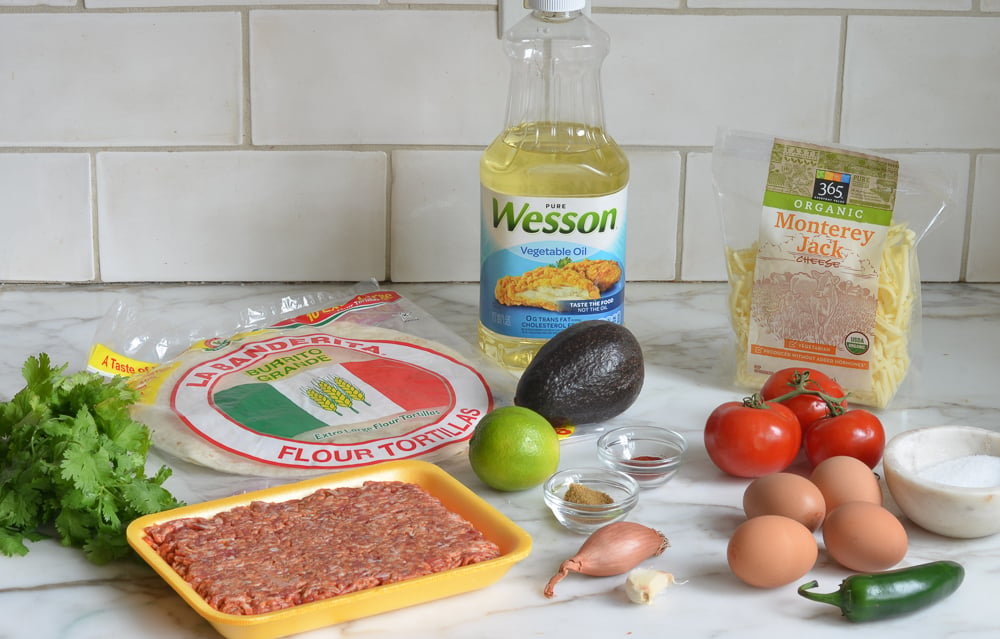 ingredients for breakfast burritos