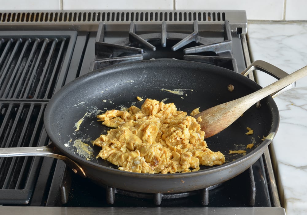 finished scrambled eggs for breakfast burritos