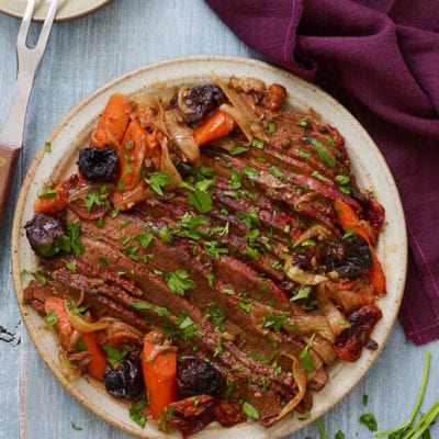 Moroccan Brisket on a large plate.
