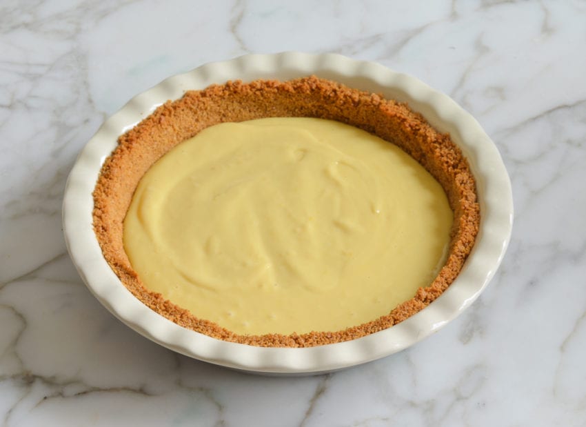 Lemon filling in a graham cracker crust.