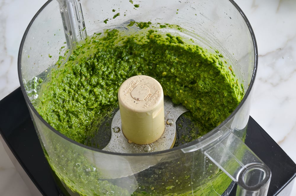 Kale and Walnut Pesto in a food processor.