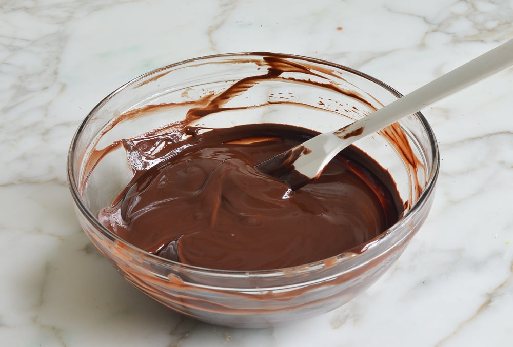 Bowl of melted chocolate and butter.