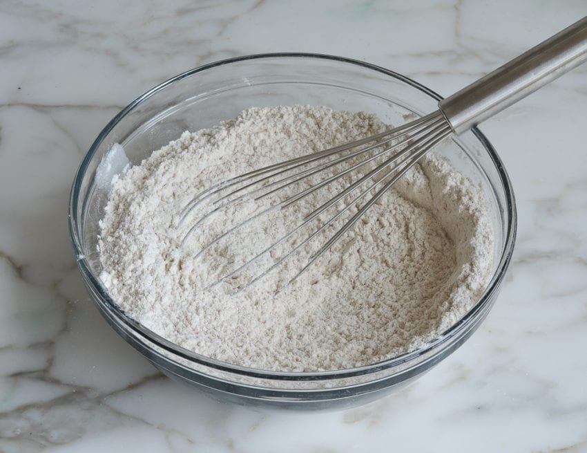 Whisk in a bowl of dry ingredients.