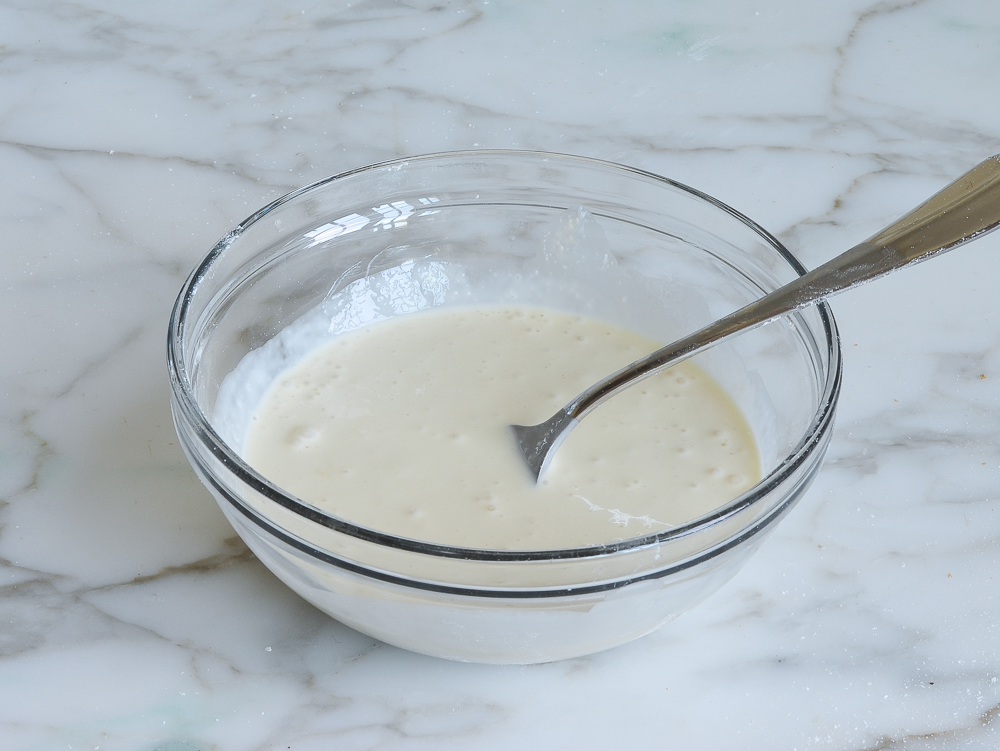 Bowl of heavy cream mixture.