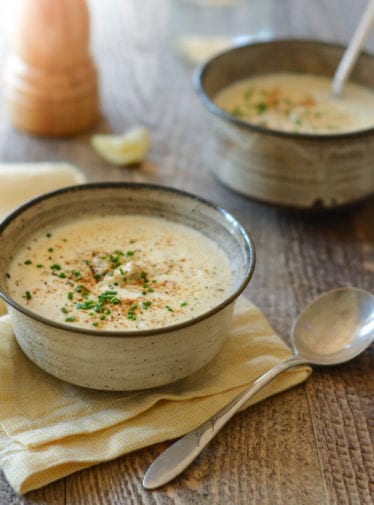Two bowls of crab soup.