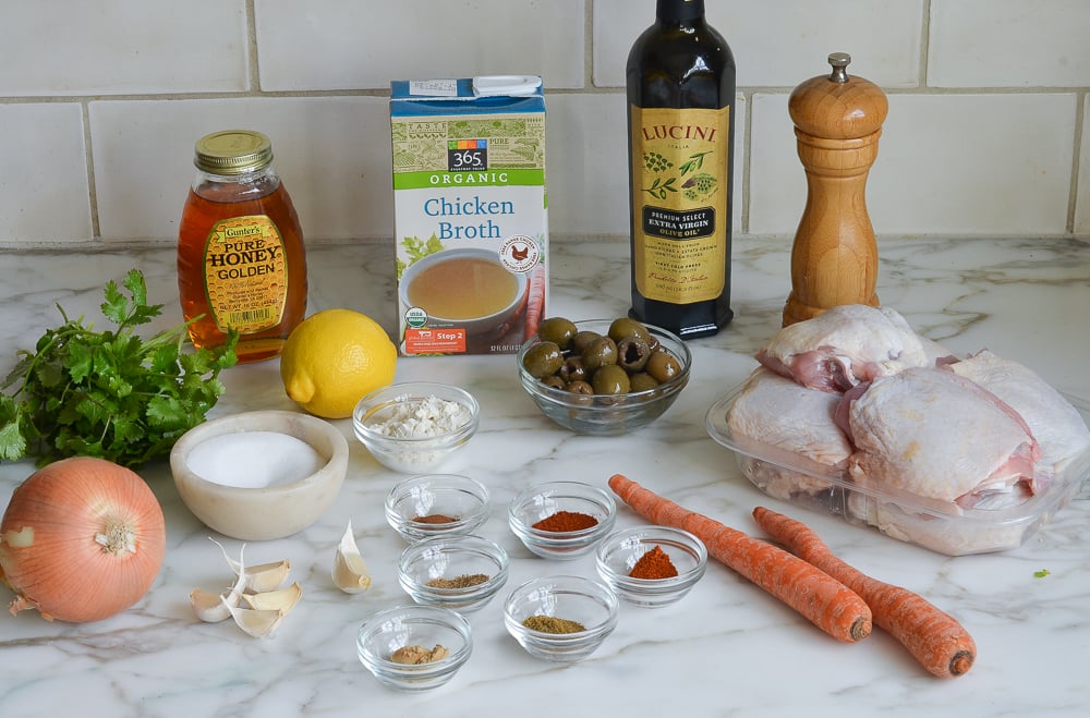 Ingredients including spices, carrot, and chicken broth.