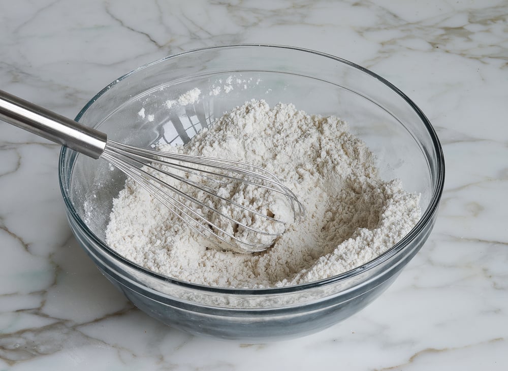 Whisk in a bowl of dry ingredients.