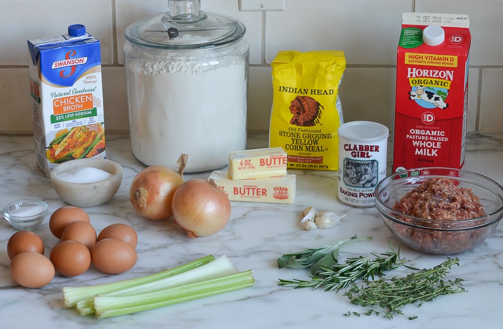 ingredients for cornbread stuffing