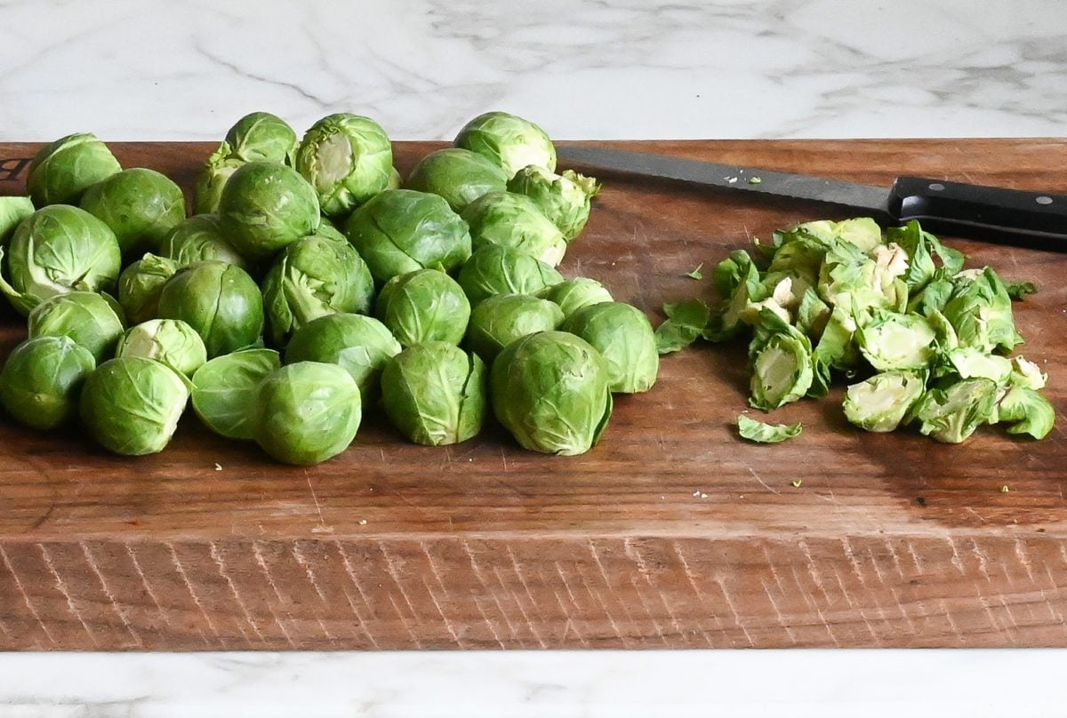 trimming Brussels sprouts