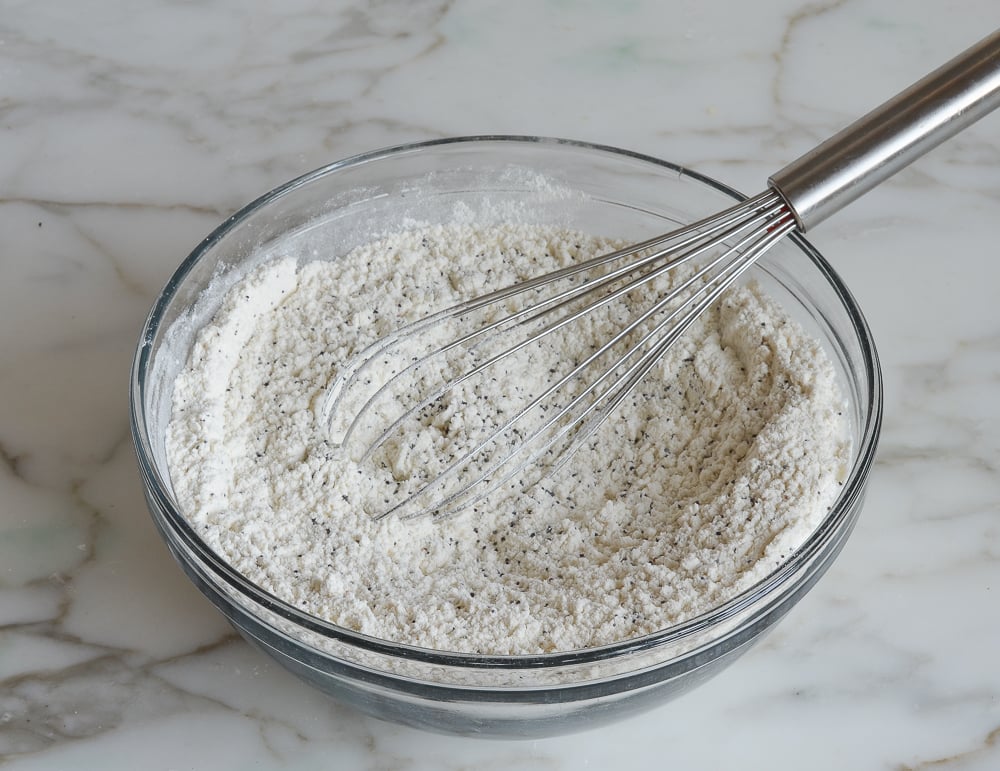Whisk in a bowl of dry ingredients.