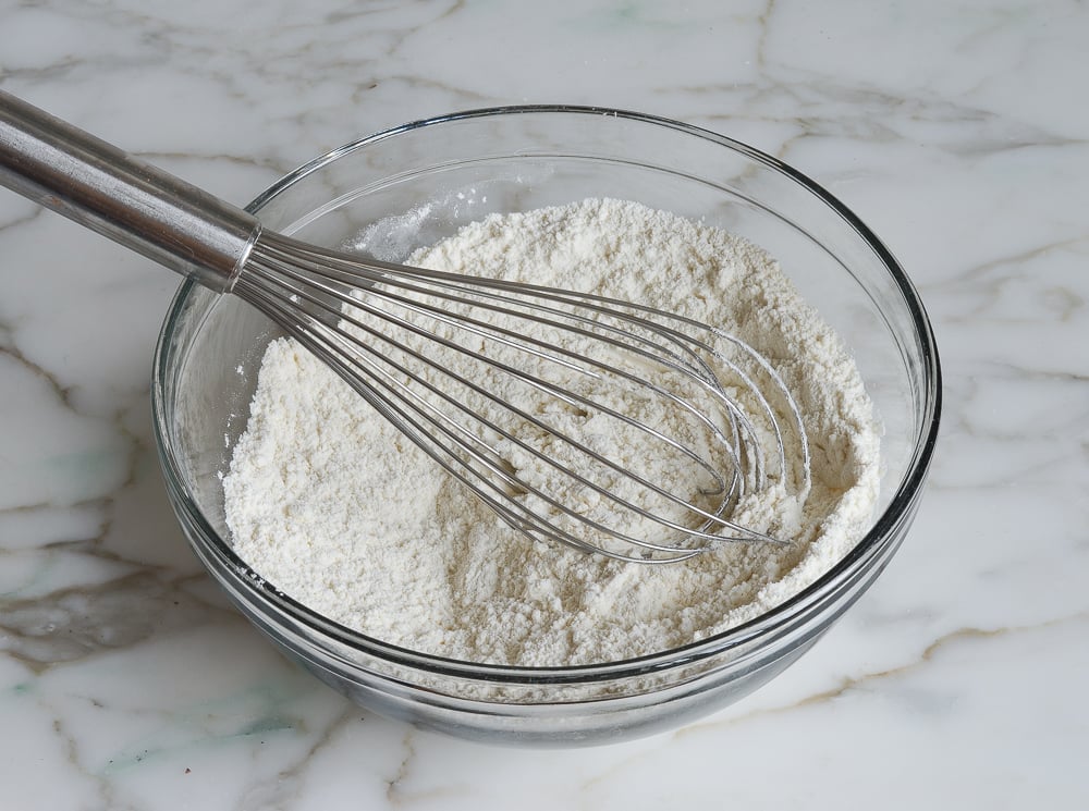 Whisk in a bowl of dry ingredients.