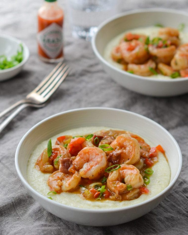 Bowls of shrimp and grits.