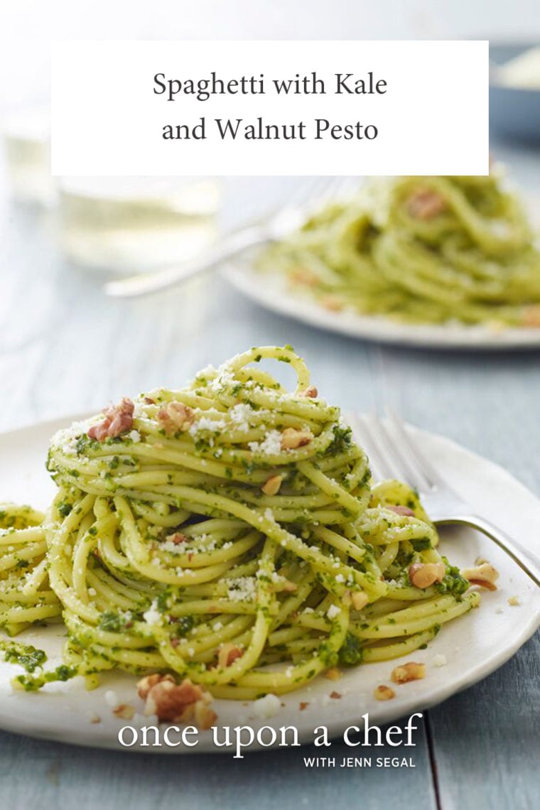 Spaghetti with Kale and Walnut Pesto