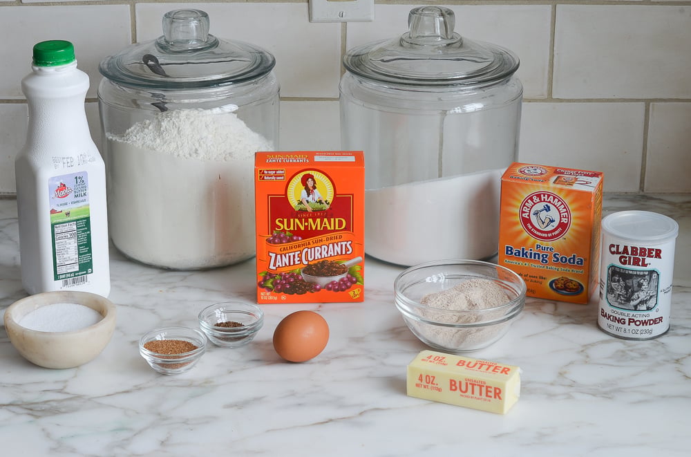 ingredients to make irish soda bread muffins