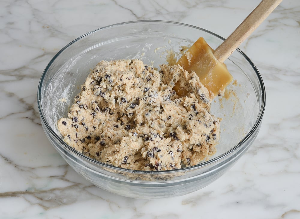 irish soda bread muffin batter in a mixing bowl