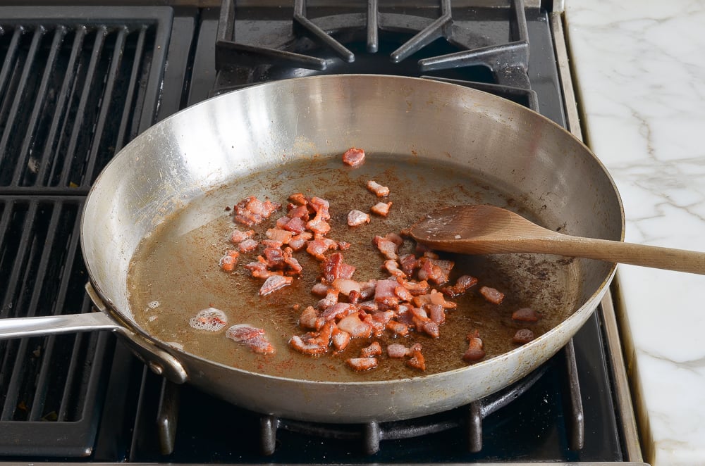 cooking the bacon