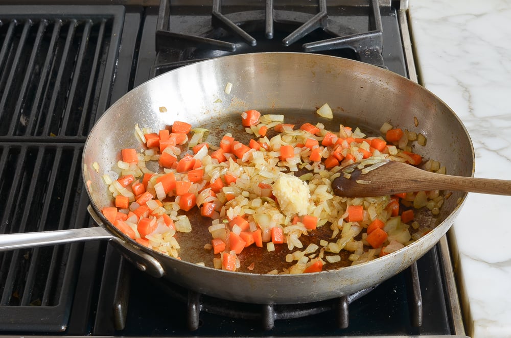cooking the vegetables