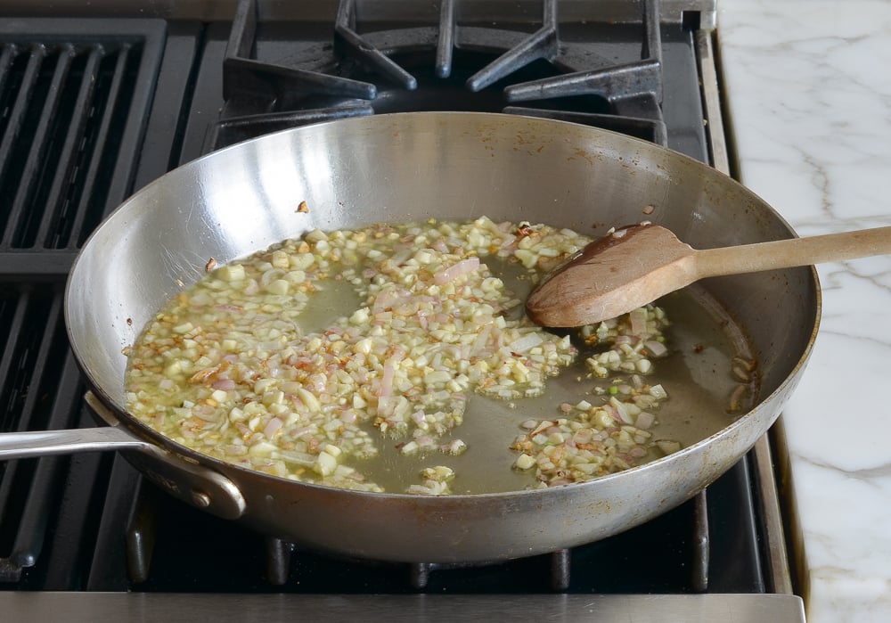 sautéing shallots and garlic