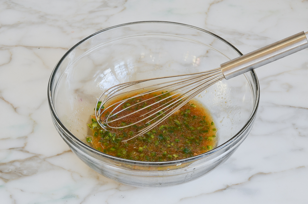 whisked ginger-sesame vinaigrette